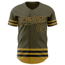 Загрузить изображение в средство просмотра галереи, Custom Olive Black-Old Gold Line Authentic Salute To Service Baseball Jersey