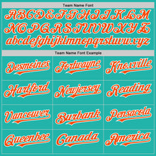Load image into Gallery viewer, Custom Aqua Orange-White Line Authentic Baseball Jersey