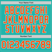Load image into Gallery viewer, Custom Aqua Orange-White Line Authentic Baseball Jersey