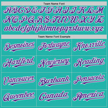 Load image into Gallery viewer, Custom Aqua Purple-White Line Authentic Baseball Jersey