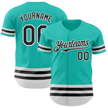 Charger l'image dans la galerie, Custom Aqua Black-White Line Authentic Baseball Jersey
