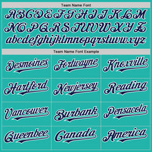 Load image into Gallery viewer, Custom Aqua Navy-White Line Authentic Baseball Jersey