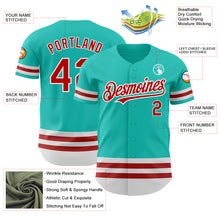 Load image into Gallery viewer, Custom Aqua Red-White Line Authentic Baseball Jersey