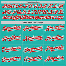 Load image into Gallery viewer, Custom Aqua Red-White Line Authentic Baseball Jersey