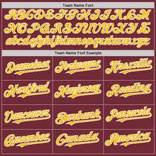 Laden Sie das Bild in den Galerie-Viewer, Custom Burgundy Gold-White Line Authentic Baseball Jersey