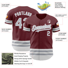 Laden Sie das Bild in den Galerie-Viewer, Custom Burgundy Gray-White Line Authentic Baseball Jersey