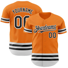 Load image into Gallery viewer, Custom Bay Orange Black-White Line Authentic Baseball Jersey