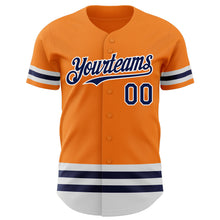 Laden Sie das Bild in den Galerie-Viewer, Custom Bay Orange Navy-White Line Authentic Baseball Jersey