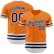 Laden Sie das Bild in den Galerie-Viewer, Custom Bay Orange Navy-White Line Authentic Baseball Jersey