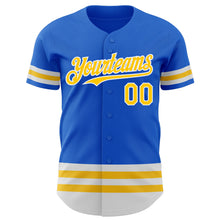 Charger l'image dans la galerie, Custom Thunder Blue Yellow-White Line Authentic Baseball Jersey