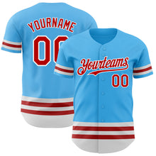 Charger l'image dans la galerie, Custom Sky Blue Red-White Line Authentic Baseball Jersey