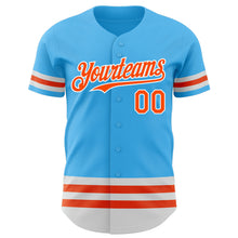 Charger l'image dans la galerie, Custom Sky Blue Orange-White Line Authentic Baseball Jersey