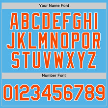 Charger l'image dans la galerie, Custom Sky Blue Orange-White Line Authentic Baseball Jersey