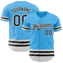 Charger l'image dans la galerie, Custom Sky Blue Black-White Line Authentic Baseball Jersey