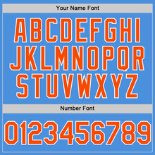 Load image into Gallery viewer, Custom Electric Blue Orange-White Line Authentic Baseball Jersey