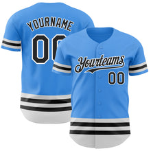 Laden Sie das Bild in den Galerie-Viewer, Custom Electric Blue Black-White Line Authentic Baseball Jersey