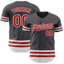 Load image into Gallery viewer, Custom Steel Gray Red-White Line Authentic Baseball Jersey
