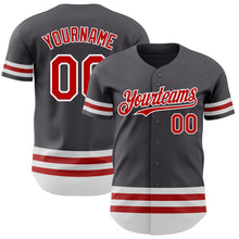 Laden Sie das Bild in den Galerie-Viewer, Custom Steel Gray Red-White Line Authentic Baseball Jersey