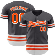 Laden Sie das Bild in den Galerie-Viewer, Custom Steel Gray Orange-White Line Authentic Baseball Jersey