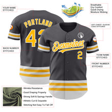 Laden Sie das Bild in den Galerie-Viewer, Custom Steel Gray Gold-White Line Authentic Baseball Jersey