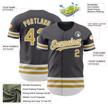 Load image into Gallery viewer, Custom Steel Gray Old Gold-White Line Authentic Baseball Jersey
