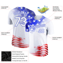 Load image into Gallery viewer, Custom White Royal-Red 3D American Flag Patriotic Performance T-Shirt