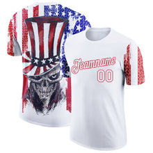 Загрузить изображение в средство просмотра галереи, Custom White Red-Royal 3D American Flag Skull Patriotic Performance T-Shirt