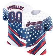 Load image into Gallery viewer, Custom White Navy-Red 3D American Flag Patriotic Performance T-Shirt