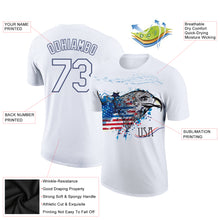 Load image into Gallery viewer, Custom White Navy 3D American Flag Eagle Patriotic Performance T-Shirt