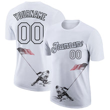 Laden Sie das Bild in den Galerie-Viewer, Custom White Black 3D American Flag Patriotic Performance T-Shirt