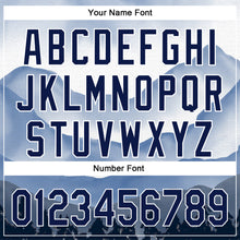 Загрузить изображение в средство просмотра галереи, Custom White Navy 3D Pattern Design Watercolor Mountains Authentic Baseball Jersey