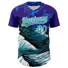 Load image into Gallery viewer, Custom Purple Teal-White 3D Pattern Design Mountains Authentic Baseball Jersey
