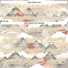 Load image into Gallery viewer, Custom Vegas Gold White 3D Pattern Design Sun Rays Through Mountain Tops Authentic Baseball Jersey