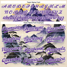 Load image into Gallery viewer, Custom White Purple 3D Pattern Design Mountains Landscape Authentic Baseball Jersey