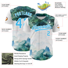 Загрузить изображение в средство просмотра галереи, Custom White Sky Blue 3D Pattern Design Mountains Landscape Authentic Baseball Jersey