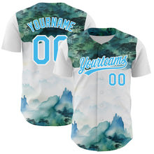 Загрузить изображение в средство просмотра галереи, Custom White Sky Blue 3D Pattern Design Mountains Landscape Authentic Baseball Jersey