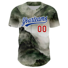 Загрузить изображение в средство просмотра галереи, Custom White Red-Royal 3D Pattern Design Mountains Landscape Authentic Baseball Jersey