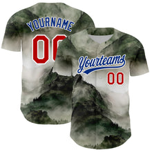 Загрузить изображение в средство просмотра галереи, Custom White Red-Royal 3D Pattern Design Mountains Landscape Authentic Baseball Jersey