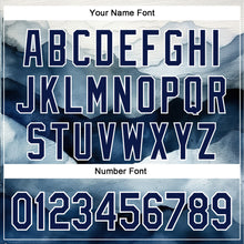 Загрузить изображение в средство просмотра галереи, Custom White Navy 3D Pattern Design Watercolor Mountains Authentic Baseball Jersey