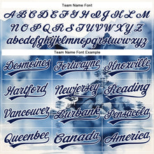 Загрузить изображение в средство просмотра галереи, Custom White Navy 3D Pattern Design Abstract Watercolor Mountains Authentic Baseball Jersey