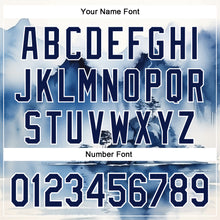 Загрузить изображение в средство просмотра галереи, Custom White Navy 3D Pattern Design Abstract Watercolor Mountains Authentic Baseball Jersey