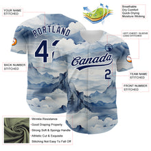 Загрузить изображение в средство просмотра галереи, Custom White Navy 3D Pattern Design Mountains Landscape Authentic Baseball Jersey