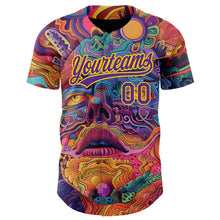 Загрузить изображение в средство просмотра галереи, Custom Red Purple-Yellow 3D Pattern Design Abstract Painting Authentic Baseball Jersey
