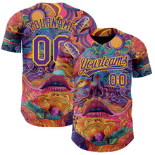 Загрузить изображение в средство просмотра галереи, Custom Red Purple-Yellow 3D Pattern Design Abstract Painting Authentic Baseball Jersey