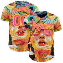 Загрузить изображение в средство просмотра галереи, Custom Red Pink-Yellow 3D Pattern Design Abstract Painting Authentic Baseball Jersey