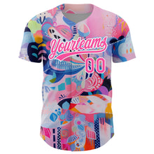 Load image into Gallery viewer, Custom Pink White 3D Pattern Design Abstract Painting Authentic Baseball Jersey