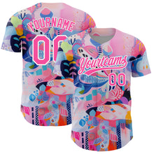 Load image into Gallery viewer, Custom Pink White 3D Pattern Design Abstract Painting Authentic Baseball Jersey