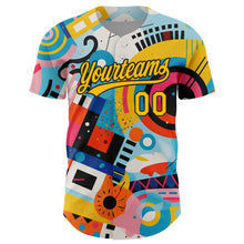 Загрузить изображение в средство просмотра галереи, Custom White Gold-Black 3D Pattern Design Abstract Painting Authentic Baseball Jersey