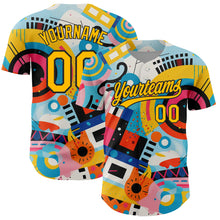 Загрузить изображение в средство просмотра галереи, Custom White Gold-Black 3D Pattern Design Abstract Painting Authentic Baseball Jersey