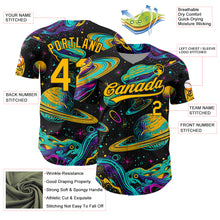 Charger l'image dans la galerie, Custom Black Gold 3D Pattern Design Space With Planets And Stars Authentic Baseball Jersey